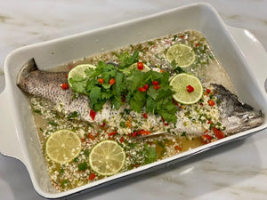 Steamed Sea Bass with Lime and Garlic